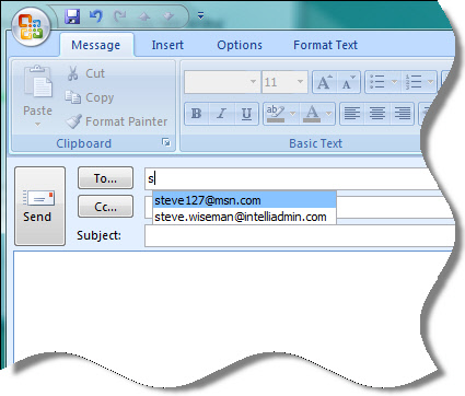 Auto Complete Delete Outlook 2007